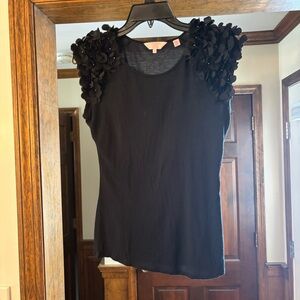 Ted Baker Black 3D Floral cap Sleeve Top. Size XS